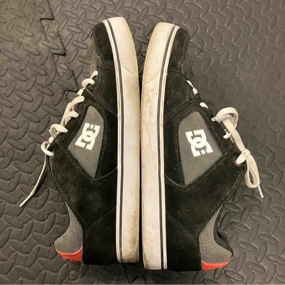 DC black / grey / red leather sneakers / running shoes.  EUC!